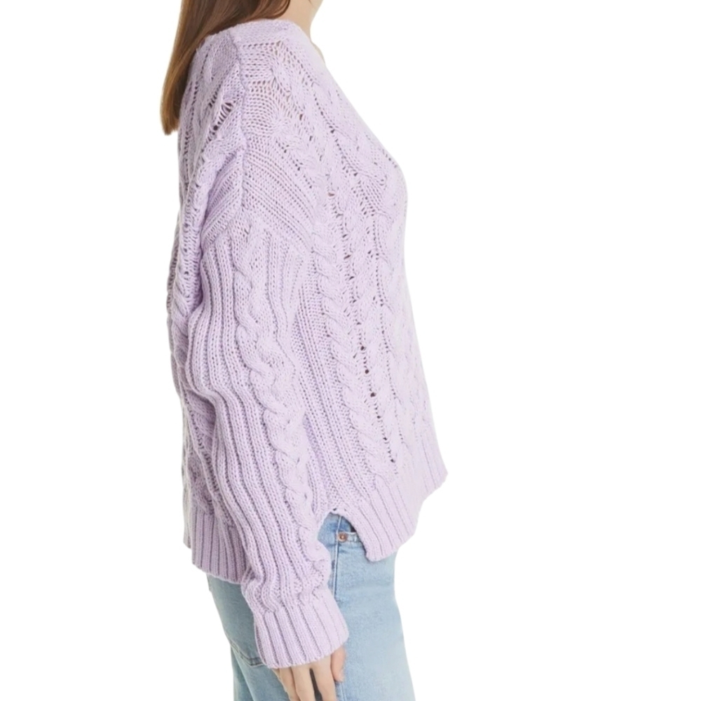 LINE V-neck 100% Cotton Lilac Long Sleeve Sweater - Medium - Picture 2 of 12